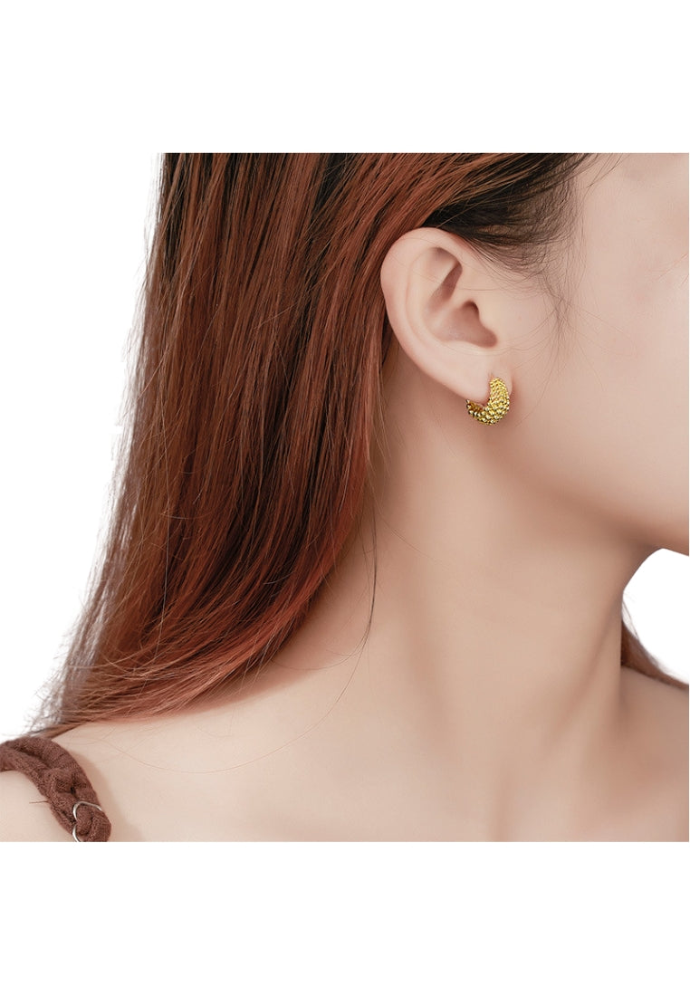 S925 silver French Cshaped round bead earrings