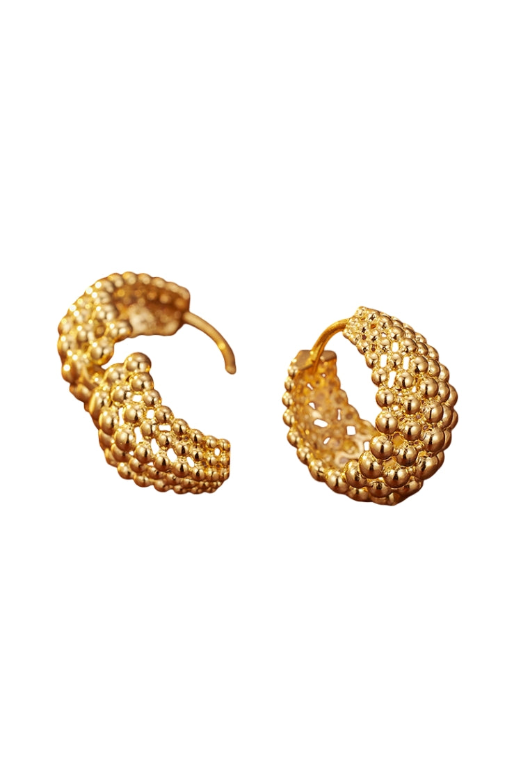 S925 silver French Cshaped round bead earrings