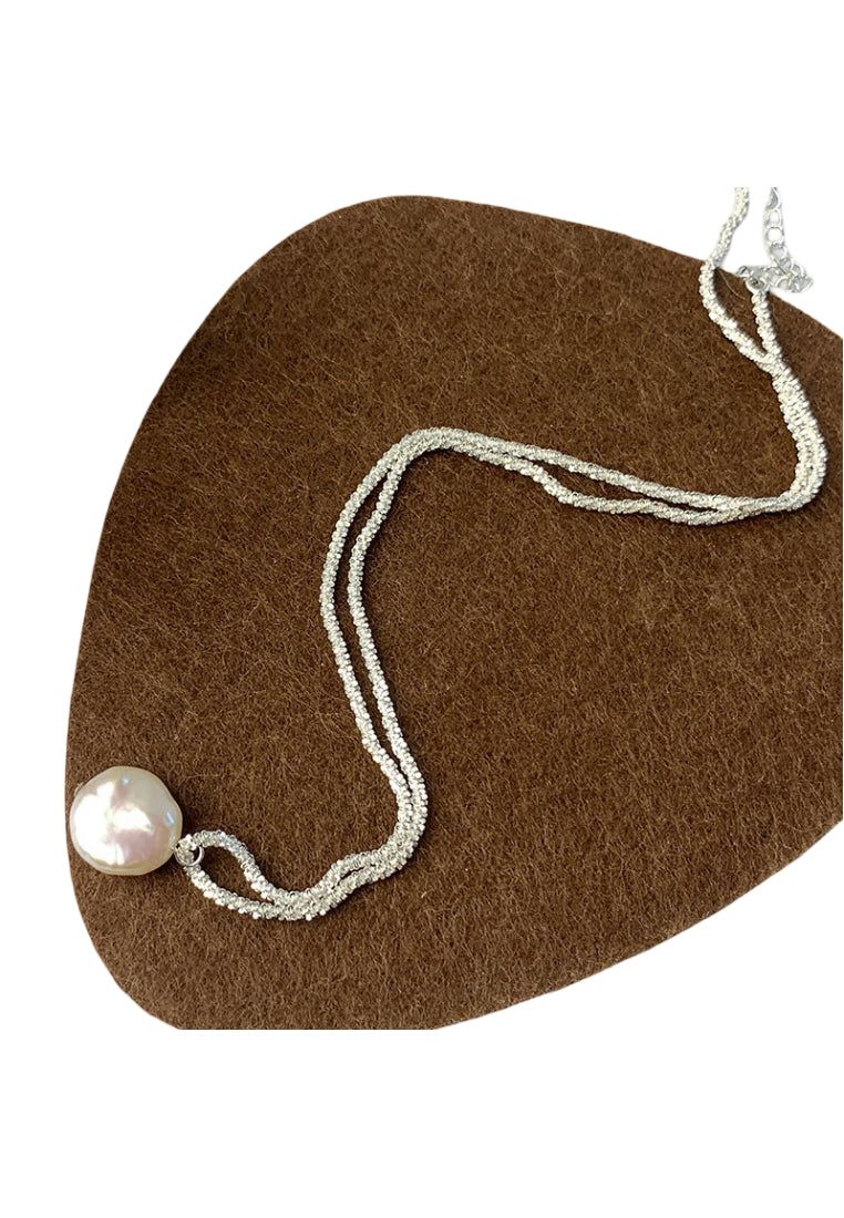 Shimmering S925 Silver Pearl Necklace