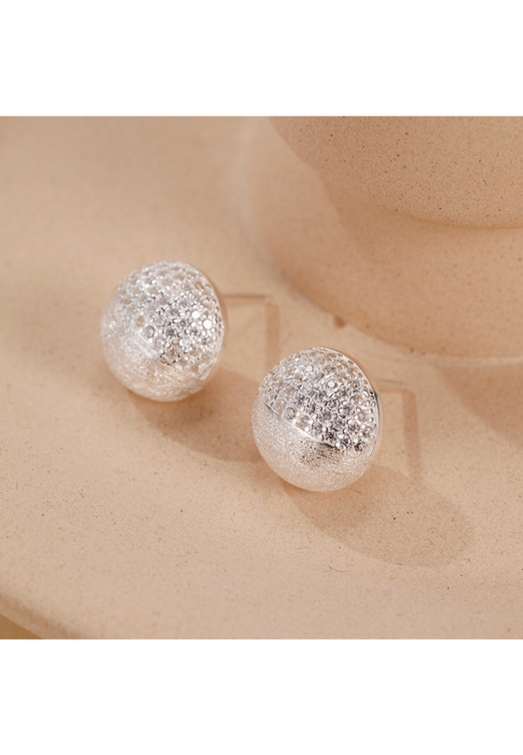 S925 silver brushed texture earrings