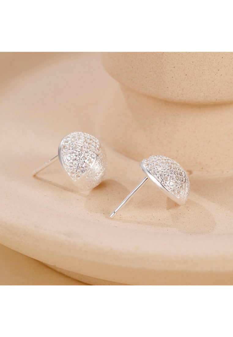 S925 silver brushed texture earrings