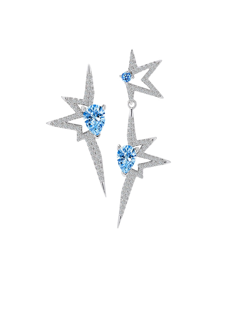 S925 silver asymmetrical geometric star stud earrings