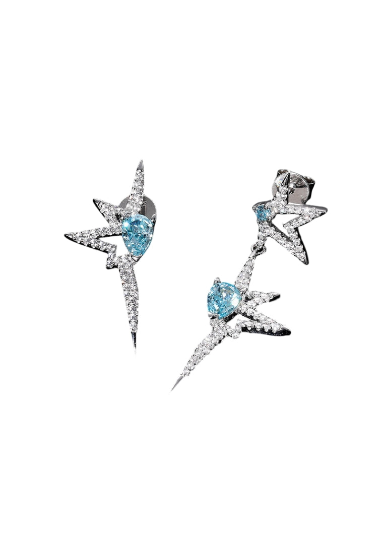 S925 silver asymmetrical geometric star stud earrings