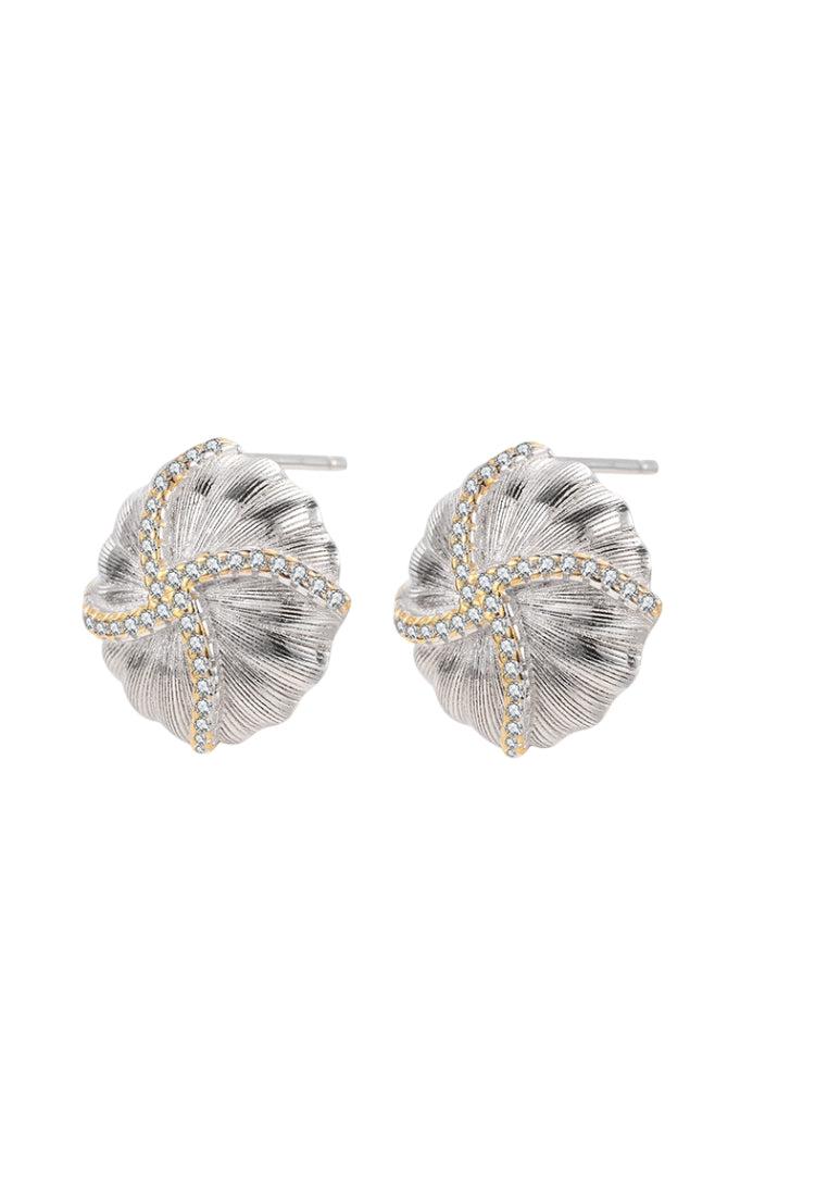 S925 silver gold and silver contrast earrings