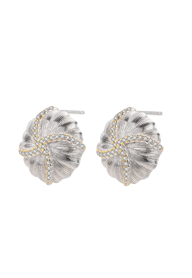 S925 silver gold and silver contrast earrings