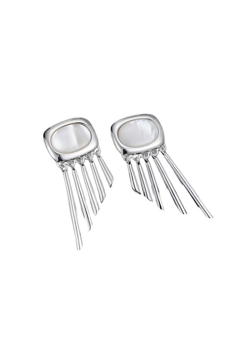 S925 silver tassel motherofpearl earrings
