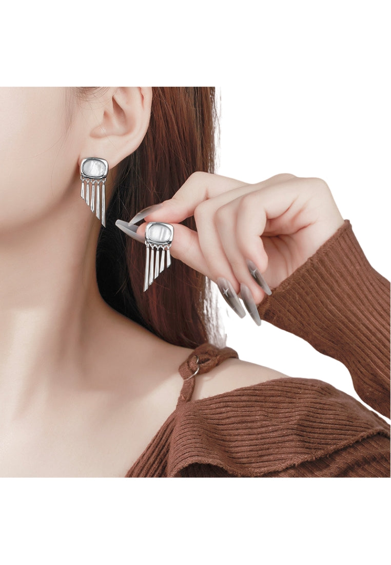 S925 silver tassel motherofpearl earrings