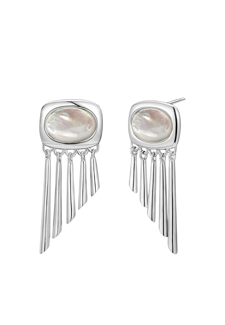 S925 silver tassel motherofpearl earrings
