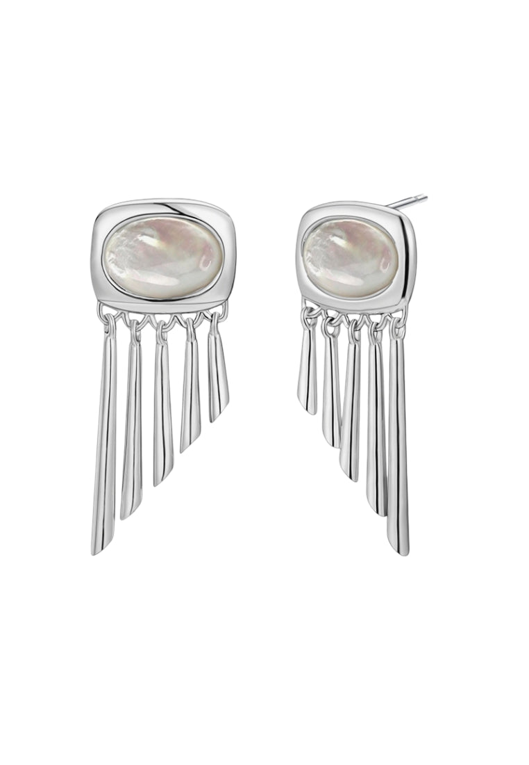 S925 silver tassel motherofpearl earrings