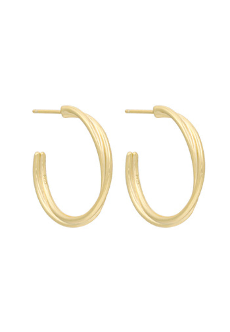S925 silver geometric cross hoop earrings