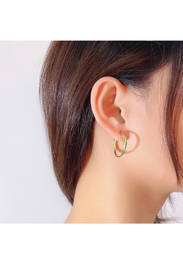 S925 silver geometric cross hoop earrings