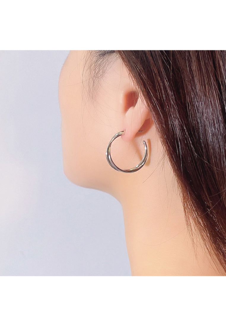 S925 silver geometric cross hoop earrings