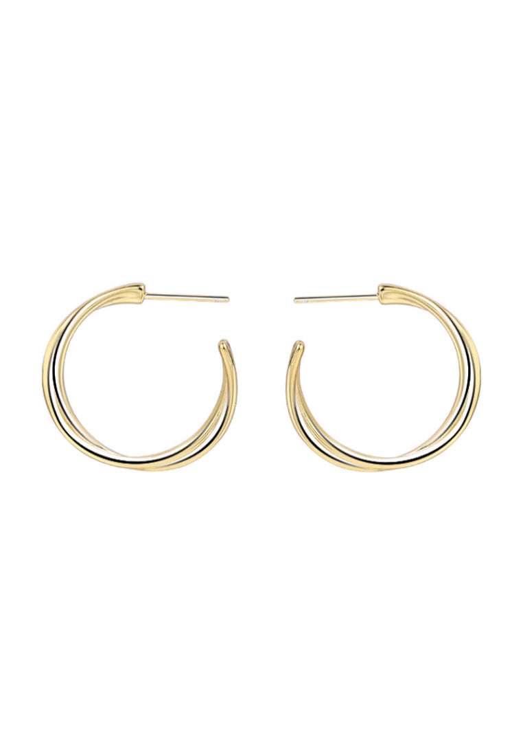 S925 silver geometric cross hoop earrings