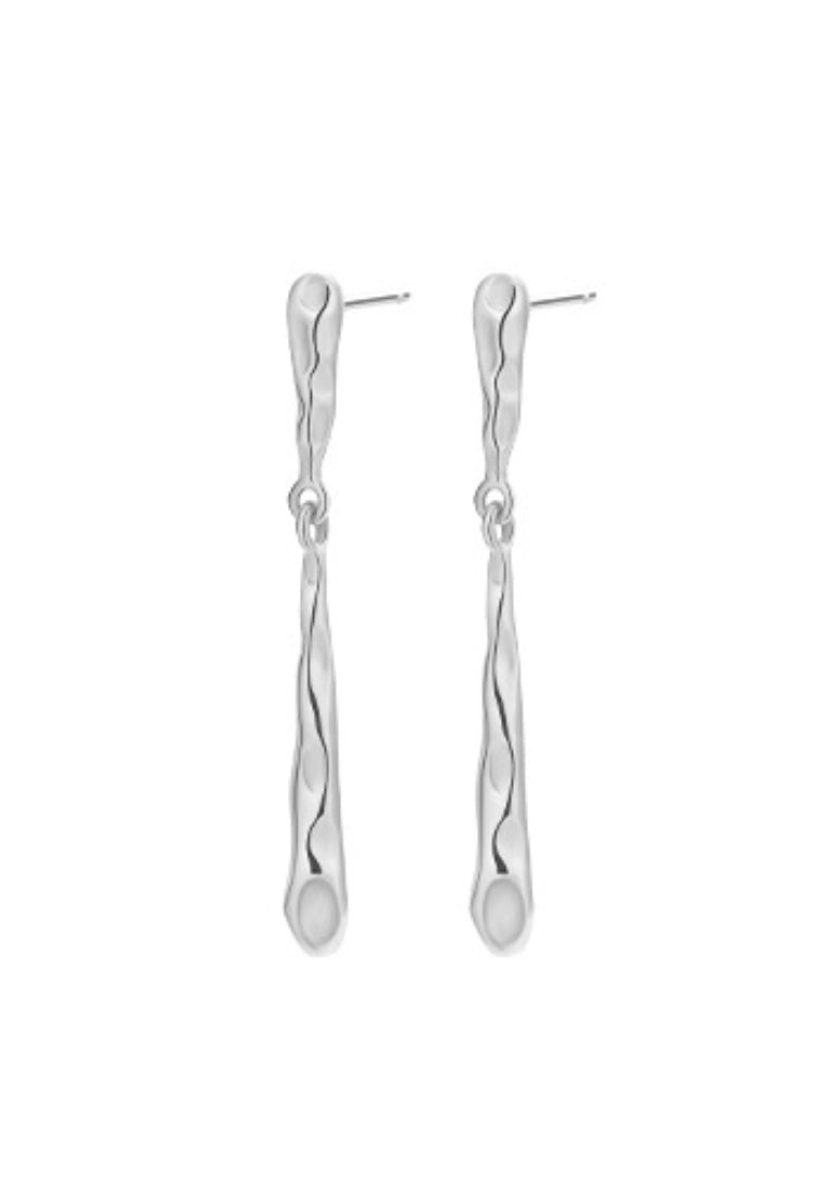 Lava Texture Drop Silver Earrings