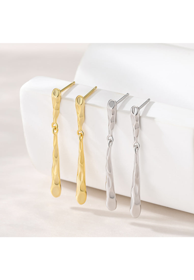 Lava Texture Drop Silver Earrings