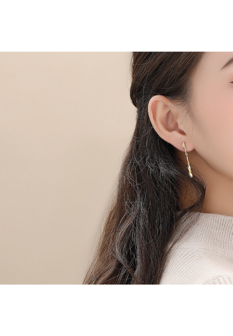 Lava Texture Drop Silver Earrings