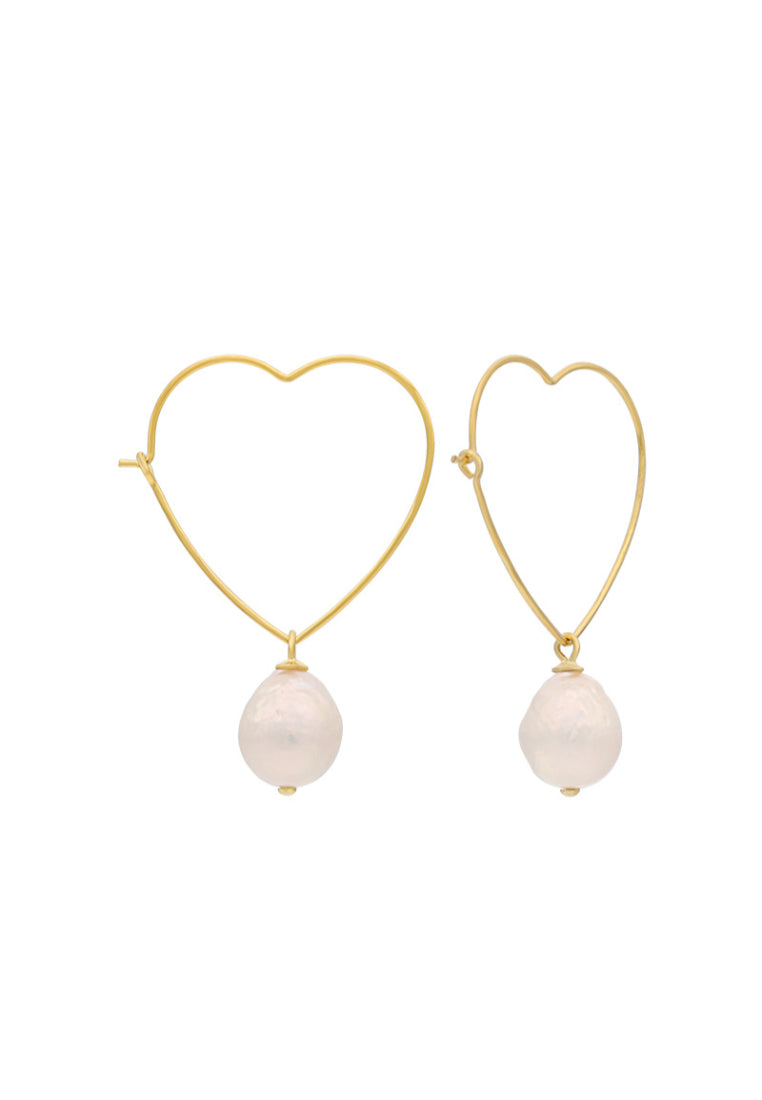 S925 Silver Baroque Pearl Heart Shaped Earrings for Women, Unique and Classy Studs with Girly Charm