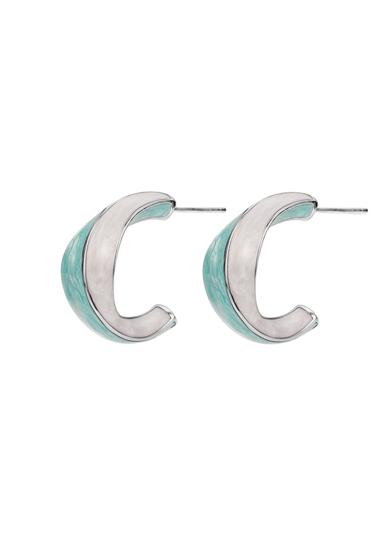S925 silver Cshaped glaze drip earrings