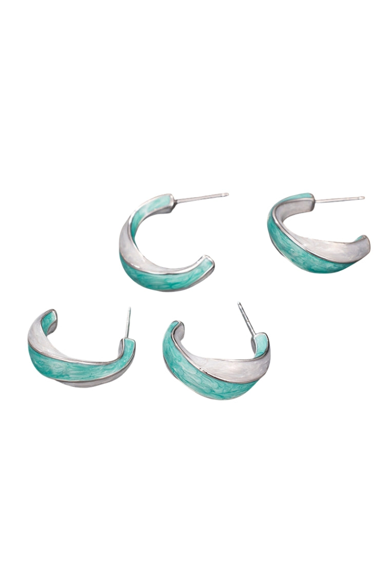 S925 silver Cshaped glaze drip earrings