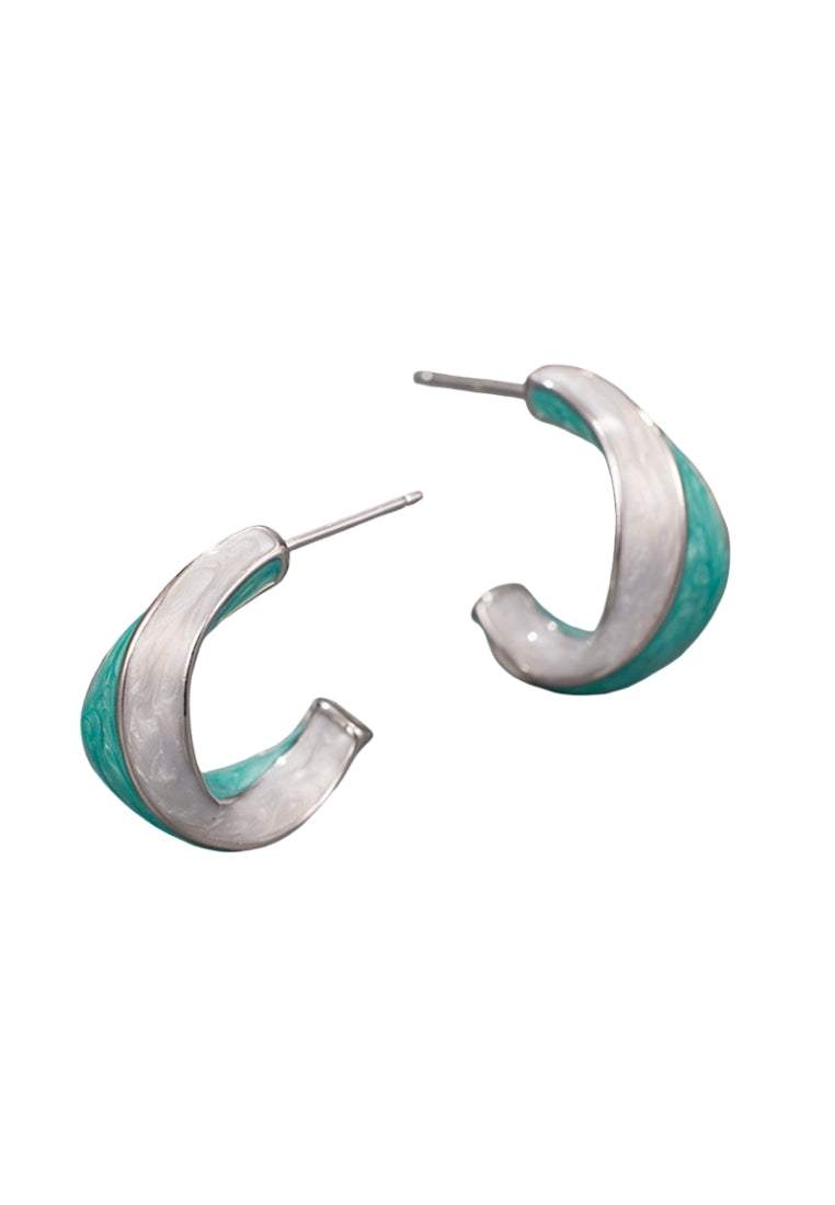 S925 silver Cshaped glaze drip earrings