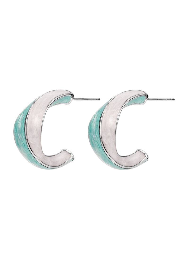S925 silver Cshaped glaze drip earrings