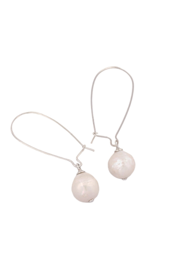 S925 Silver Baroque Stud Earrings with Geometric Design and Freshwater Pearls for Women