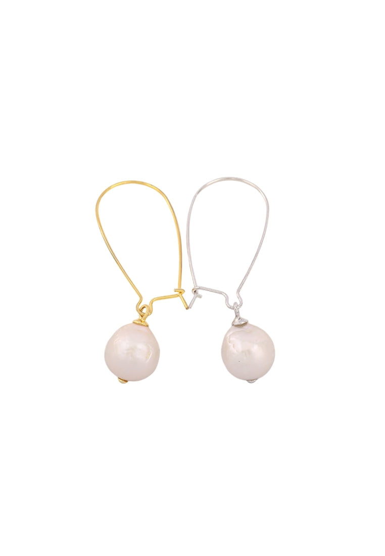 S925 Silver Baroque Stud Earrings with Geometric Design and Freshwater Pearls for Women