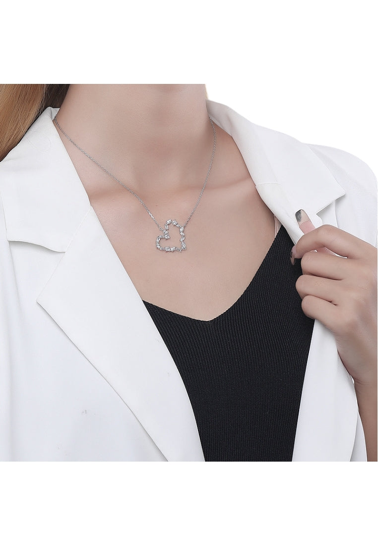 S925 Silver Zircon Heart Necklace