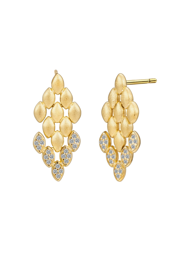 S925 silver diamond wheat ear tassel earrings