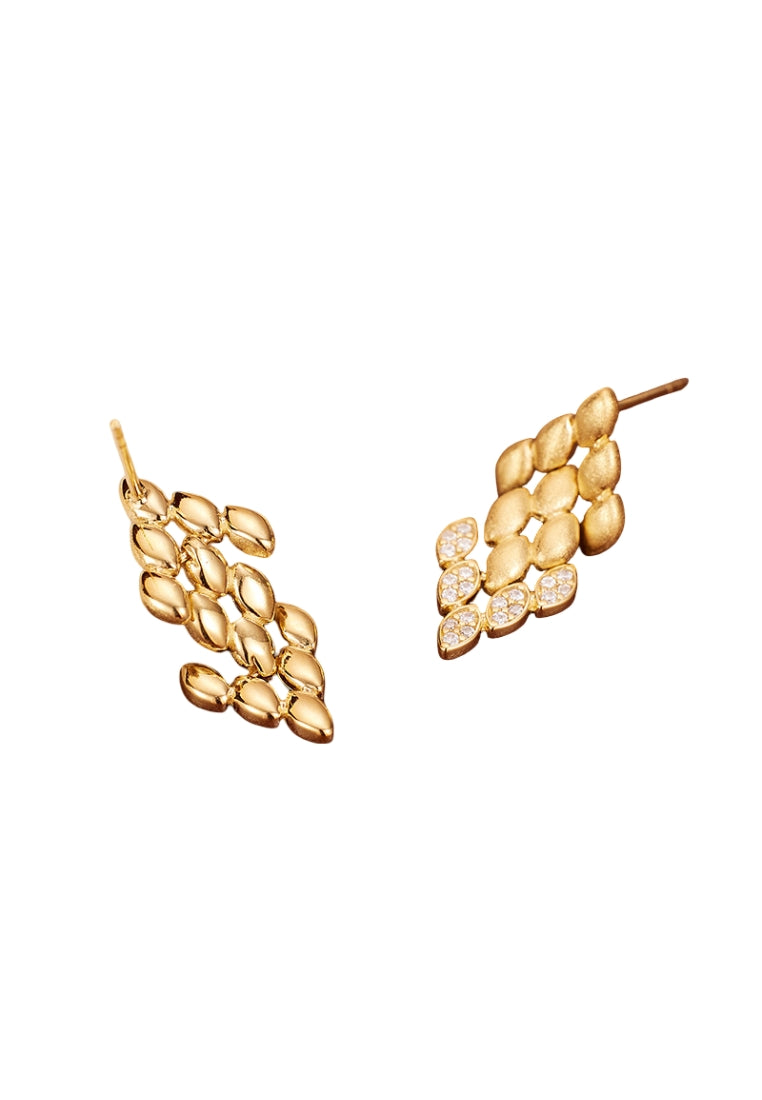 S925 silver diamond wheat ear tassel earrings