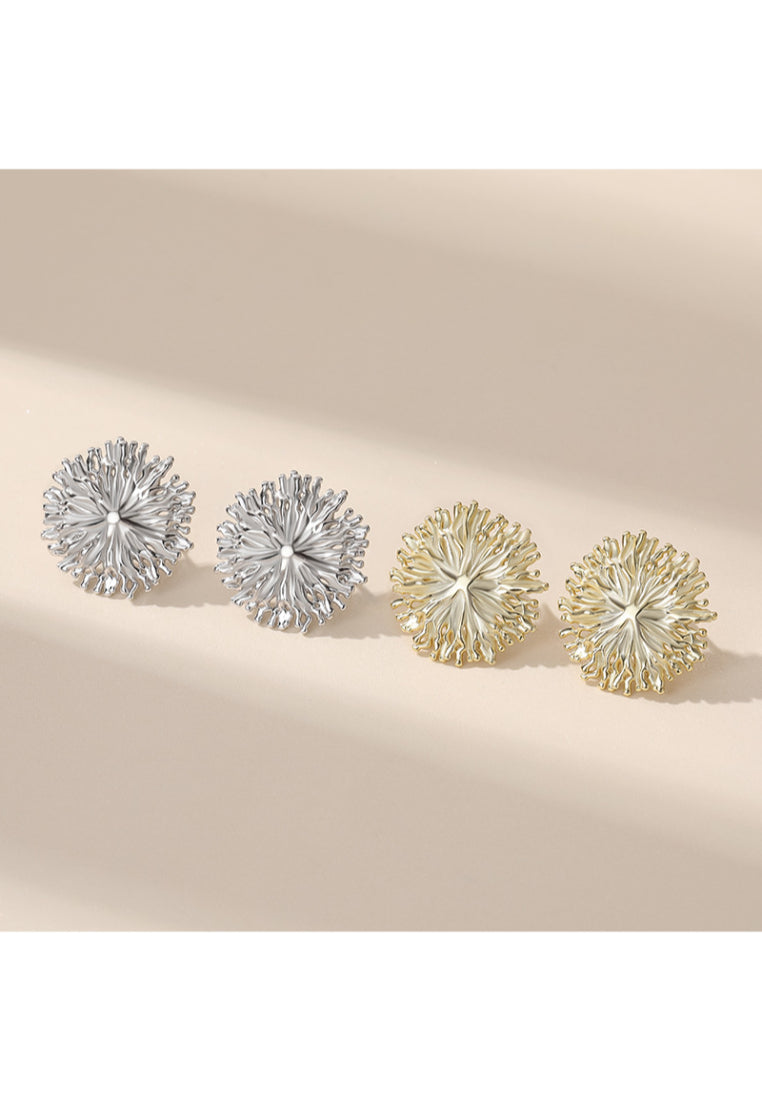 S925 Silver Geometric Flower Shaped Stud Earrings with Creative Design and Stylish Silver Style for Women