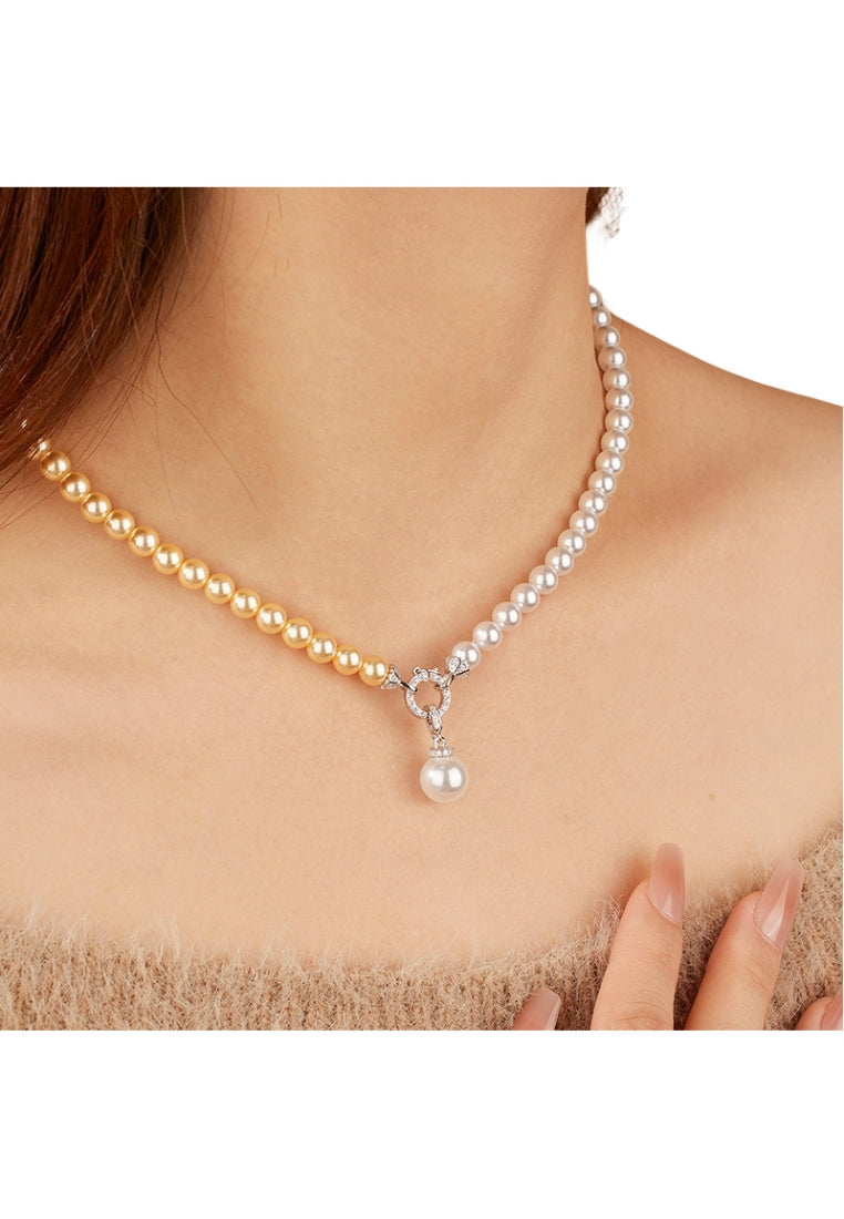 TwoTone Pearl Lockbone Chain