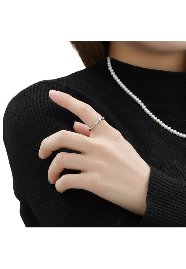 Sterling Silver Double Chain Simple Ring for Women