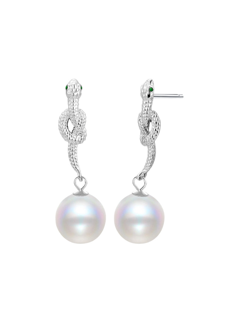 Sterling Silver Snake Stud Earrings with New Chinese Style, Special Design for Year of the Snake