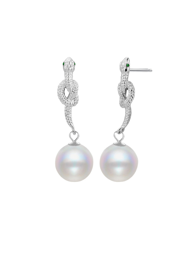 Sterling Silver Snake Stud Earrings with New Chinese Style, Special Design for Year of the Snake