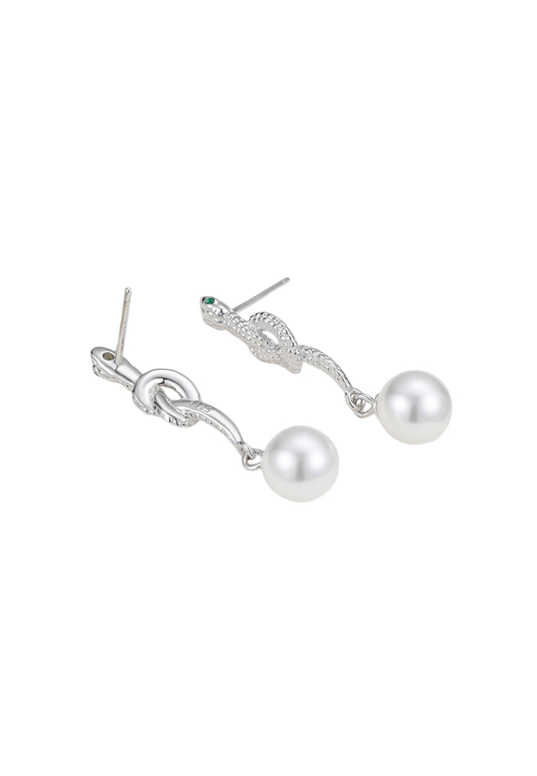 Sterling Silver Snake Stud Earrings with New Chinese Style, Special Design for Year of the Snake