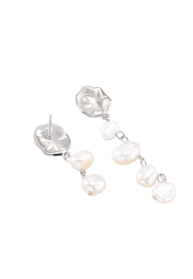 S925 Silver Freshwater Pearl Baroque Stud Earrings with Creative Design, Simple and Fresh Style