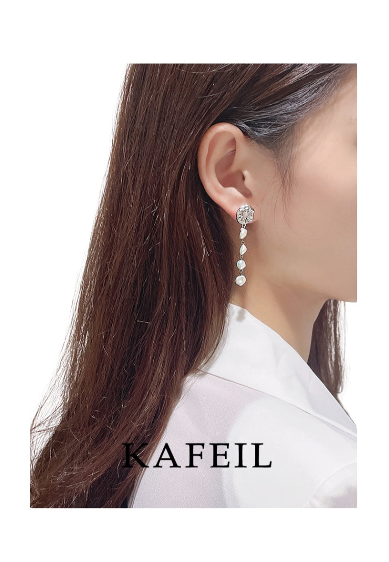 S925 Silver Freshwater Pearl Baroque Stud Earrings with Creative Design, Simple and Fresh Style
