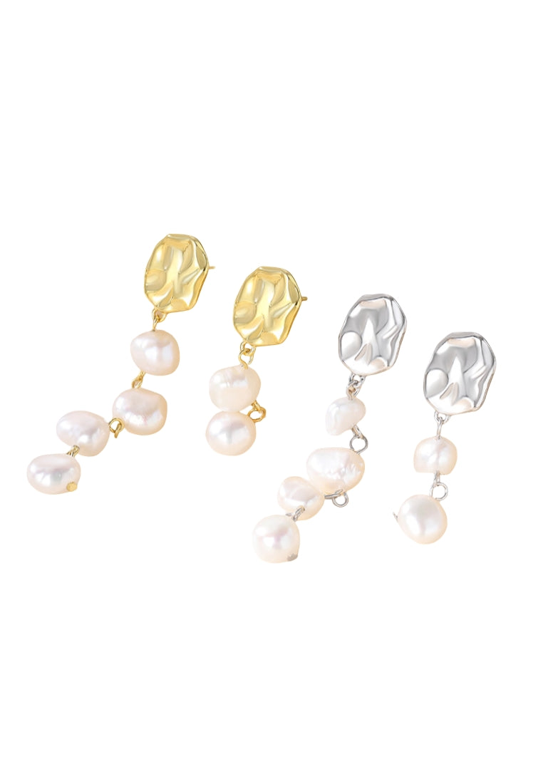 S925 Silver Freshwater Pearl Baroque Stud Earrings with Creative Design, Simple and Fresh Style