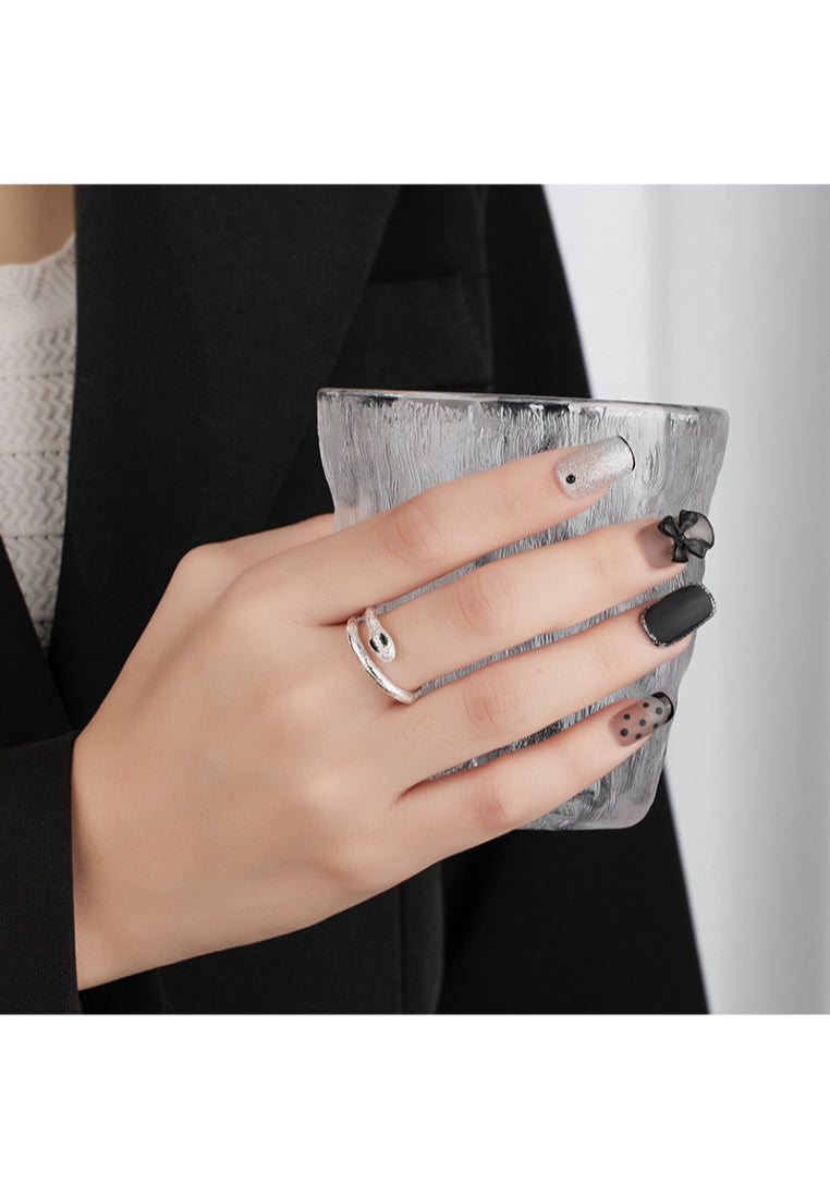 Pure 925 Silver Snake CZ Adjustable Ring