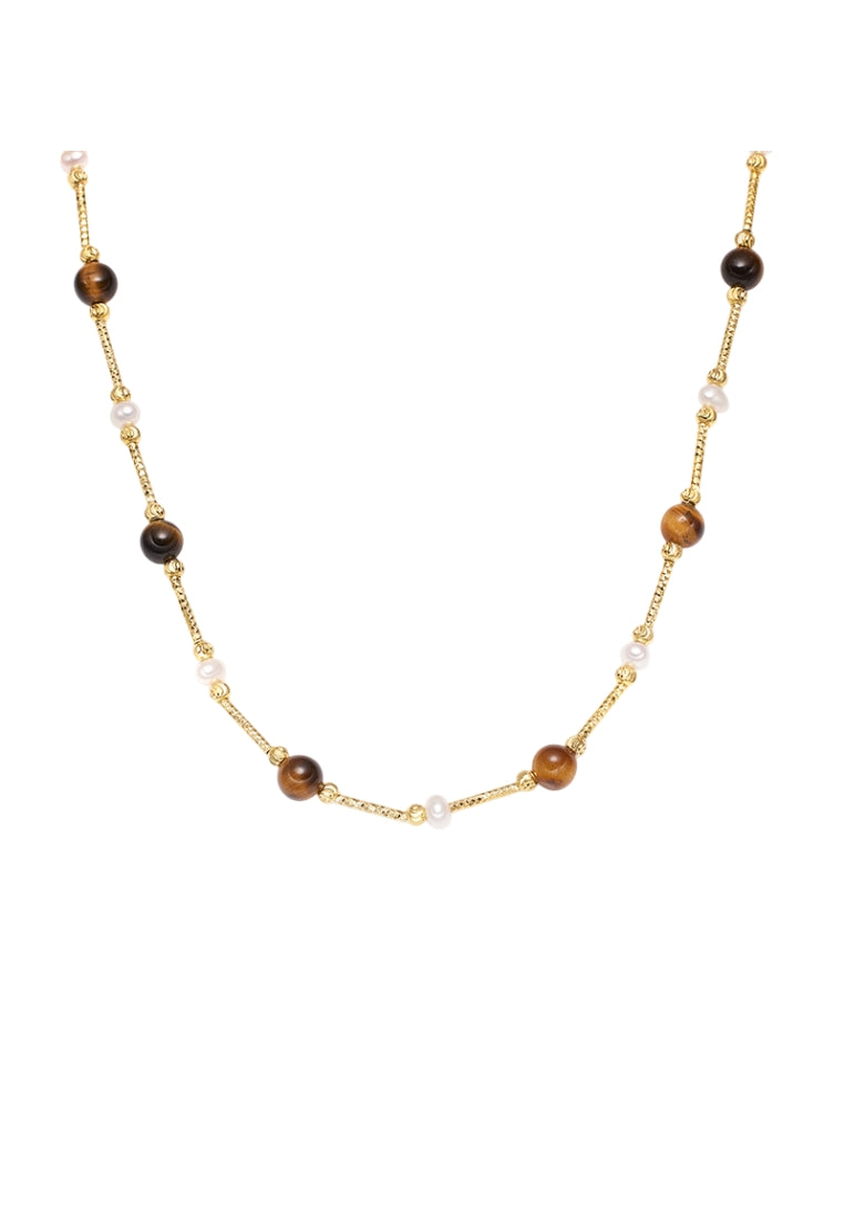 French Style S925 Silver Tiger Eye Necklace