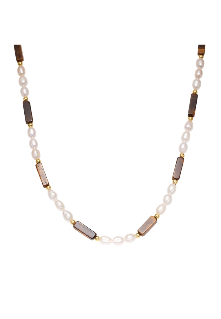 S925 Silver Tiger Eye Pearl Necklace
