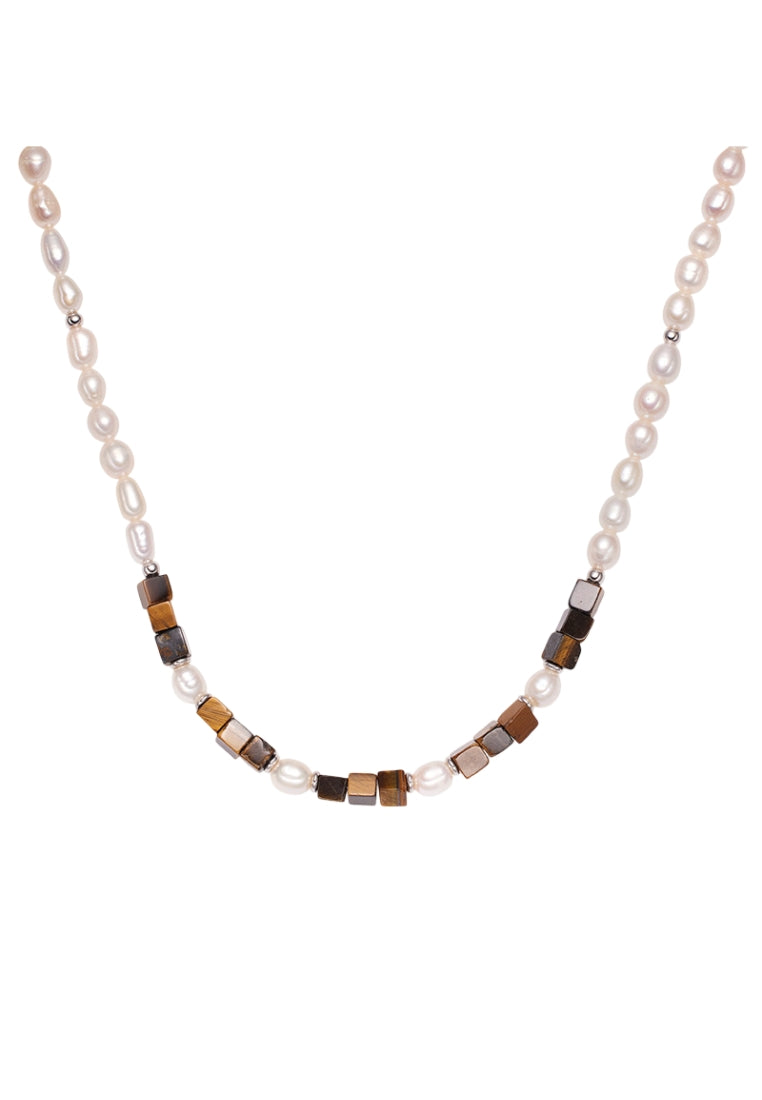 S925 Silver Tiger Eye Bead Necklace