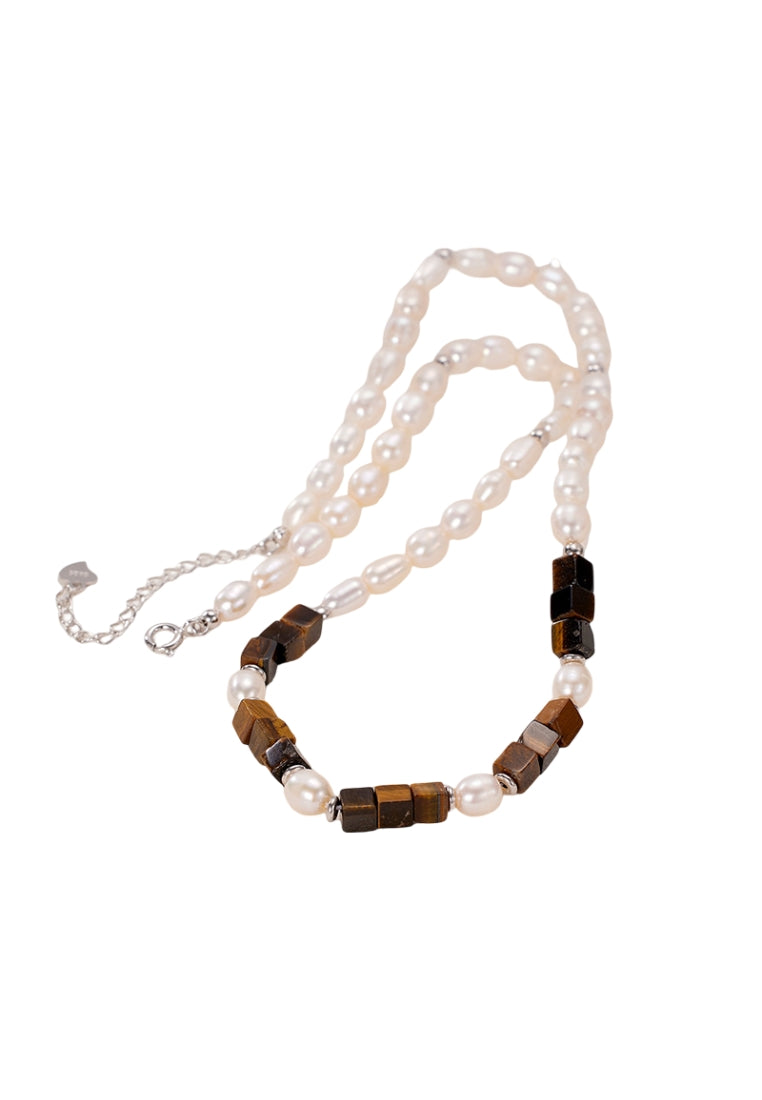S925 Silver Tiger Eye Bead Necklace