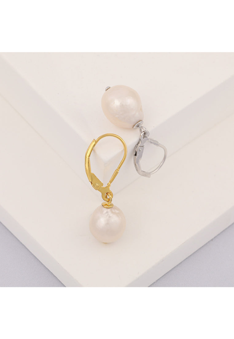 Japanese and Korean Style S925 Silver Baroque Pearl Earrings, Fashionable and Trendy Pearl Jewelry
