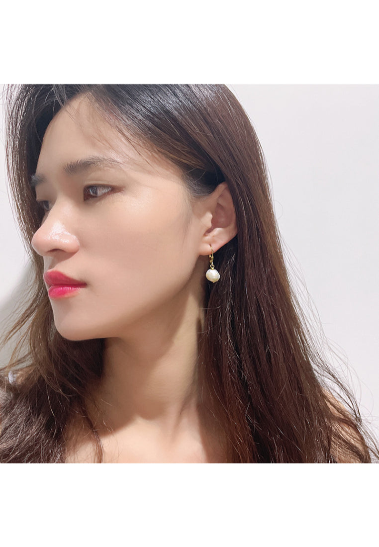 Japanese and Korean Style S925 Silver Baroque Pearl Earrings, Fashionable and Trendy Pearl Jewelry