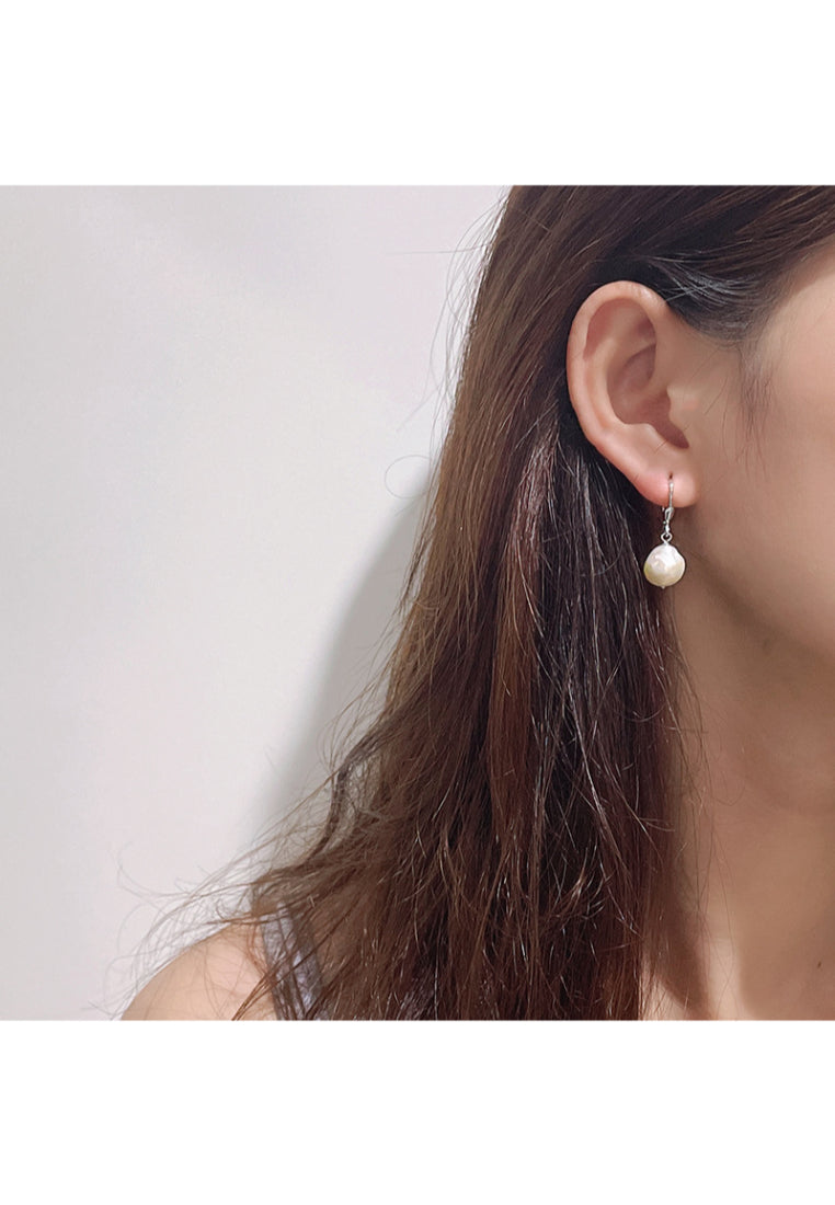 Japanese and Korean Style S925 Silver Baroque Pearl Earrings, Fashionable and Trendy Pearl Jewelry