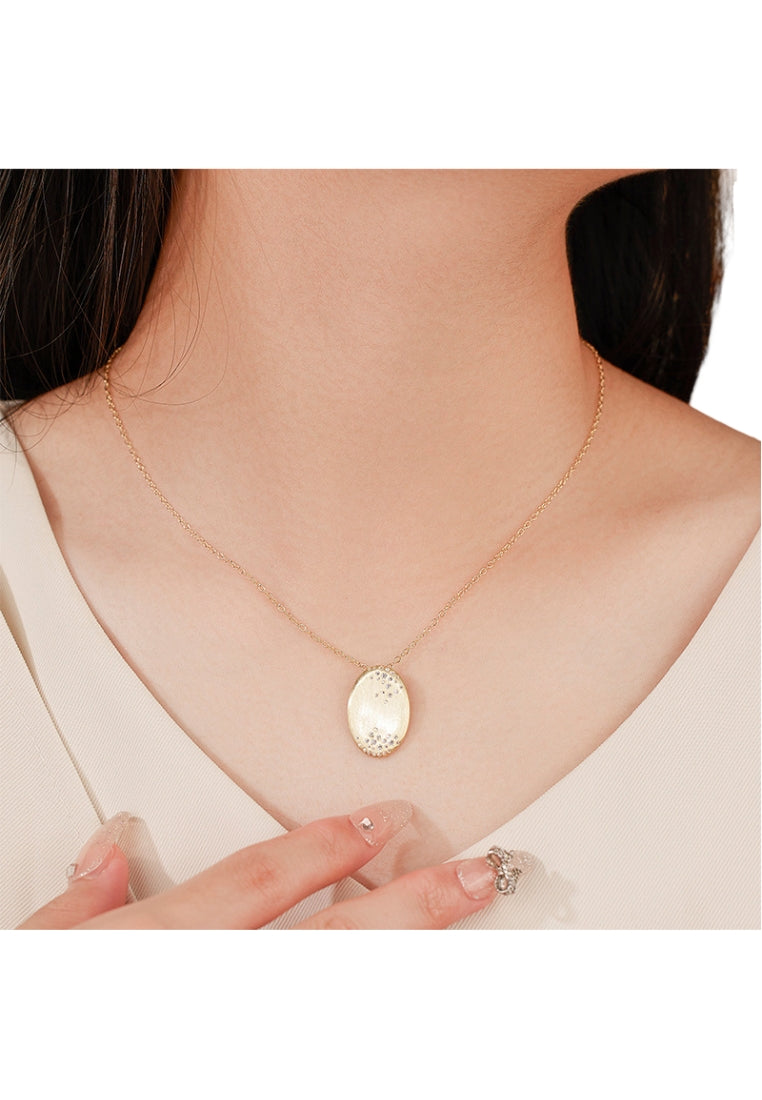 Oval Texture S925 Silver Necklace