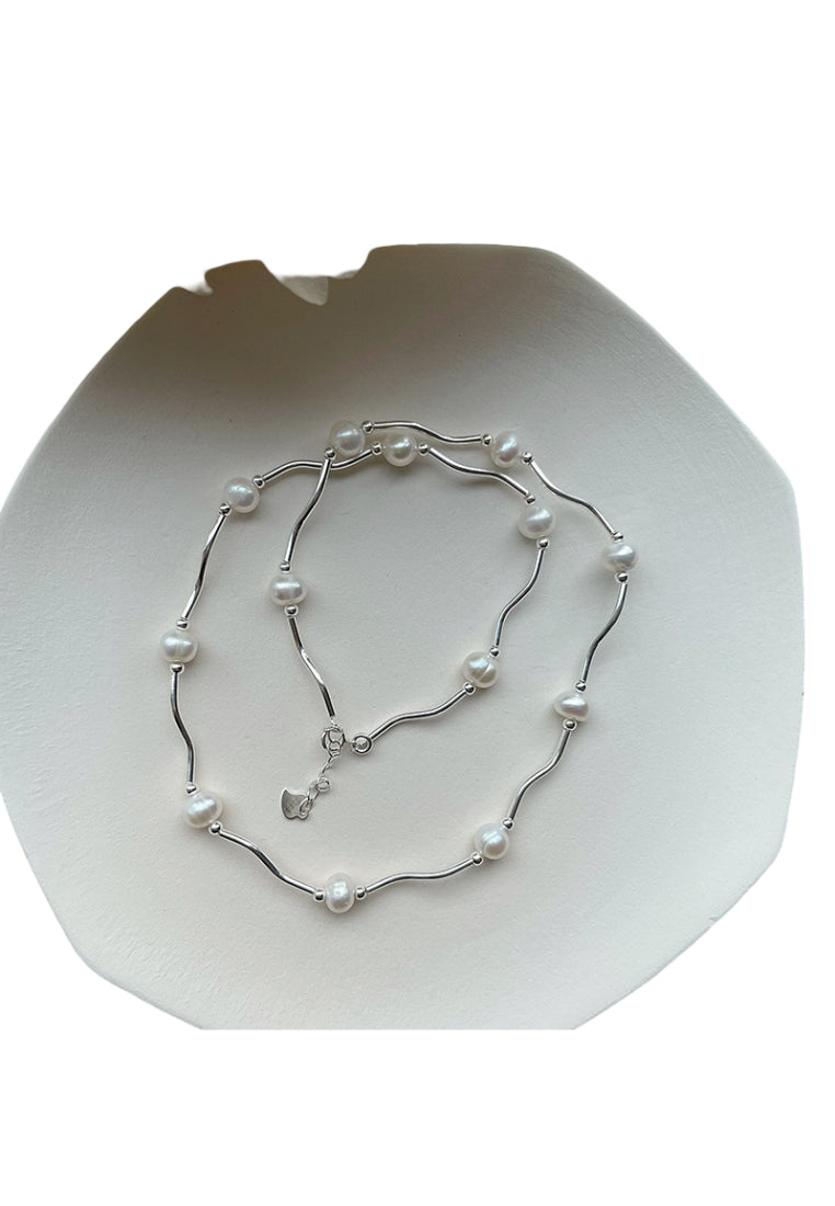 Small Silver Pearl Necklace