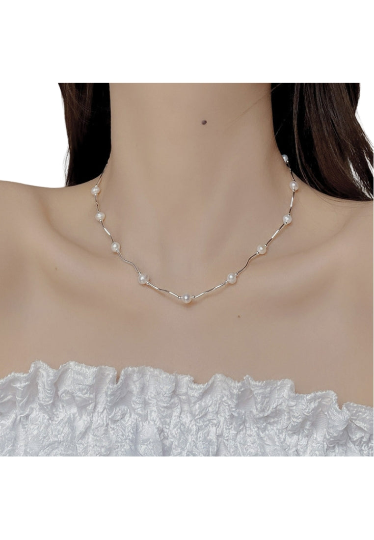 Small Silver Pearl Necklace